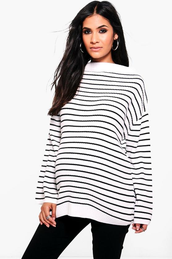 Maternity Stephanie Striped Soft Rib Jumper